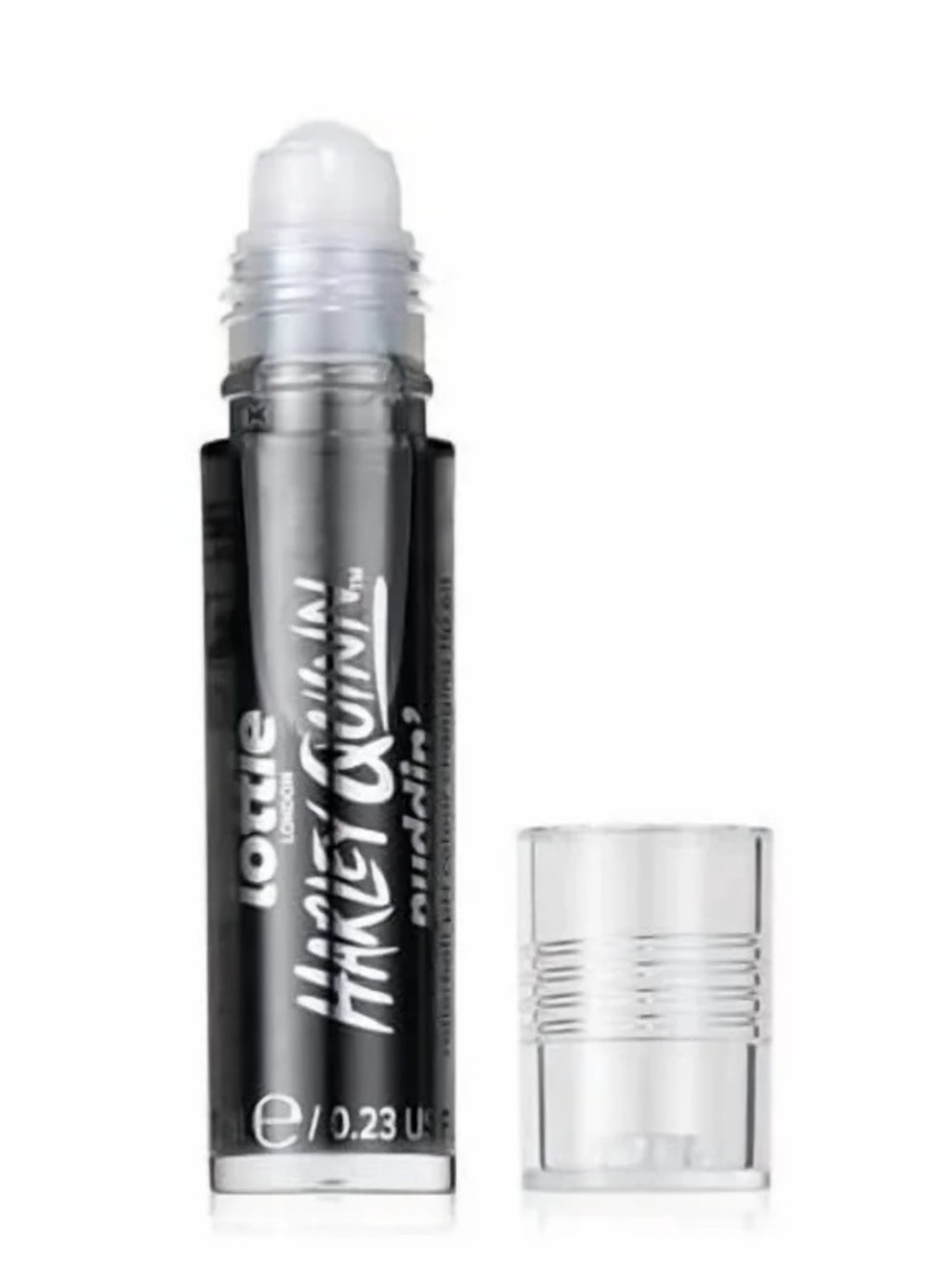 Lottie London Harley & Quinn Black Lip Gloss Roller Sheer Black Shine NWT